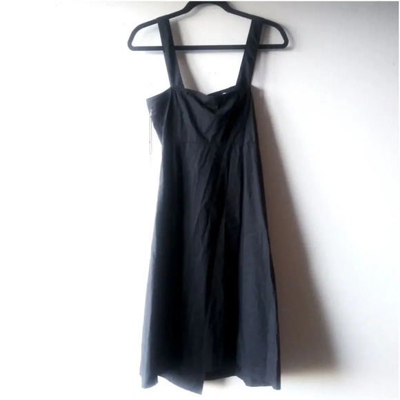 FOREVER 21 WOVEN DOUBLE BUTTON DRESS - BLACK - Picture 2 of 4